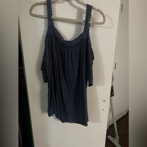 Jean cold shoulder 2X top